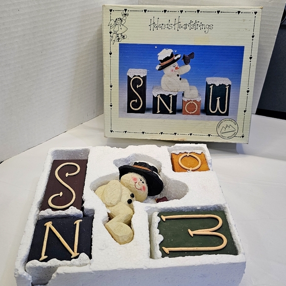 Crazy Mountain Snowman & Block Letters S N O W Figurines NOEL 1997 Vtg Gift Mom - Picture 6 of 13